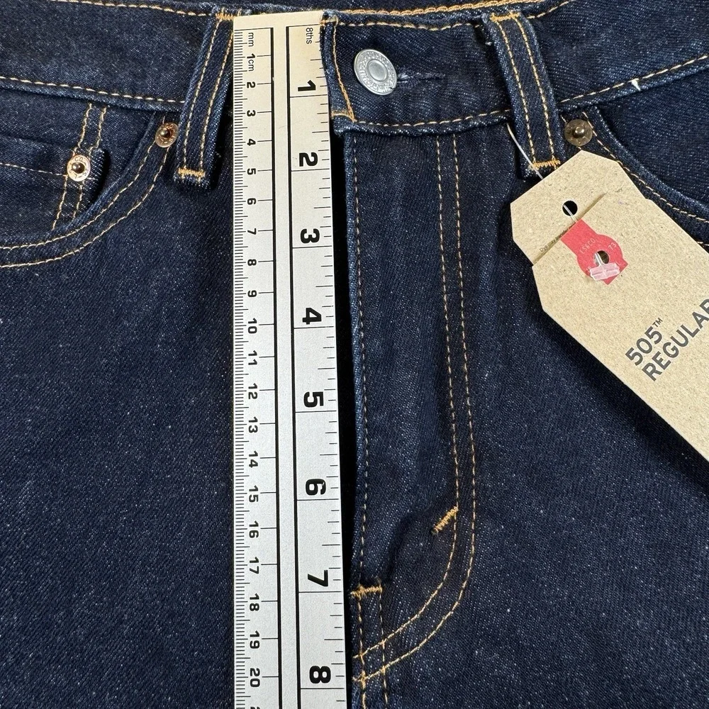 Levi's 505 Jeans 30X30 Men's Stretch Regular Fit Zip Fly Straight Leg Dark Blue